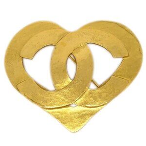 Chanel Heart Brooch Pin Gold 95P 175815